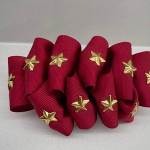 Vintage Red Embellished Grosgrain Ribbon Hair Barrette/Clip